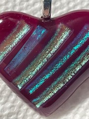 Fused Dichroic Glass Hand Made Heart Pendant Necklace Lovely in Glass by Lapsys