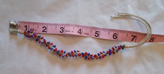 Macrame Twist Braided Bracelet Shiny Blue & Red Beads~10.5″ L~Tie Closure~NWOT