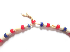 Native American Style Handmade Necklace, Bone Chevron French Cross & Whitehearts