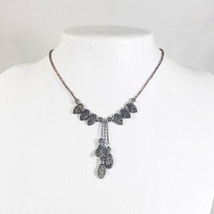 Purple Picasso Czech Leaf Beaded Choker with Earrings