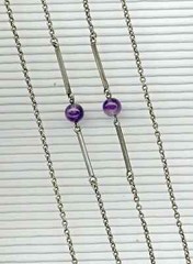 EXTRA LONG 147 CM VINTAGE SOLID SILVER 800 and STONE POCKET WATCH CHAIN SEAL 800