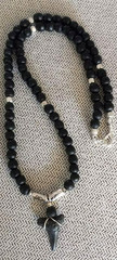 Sharks Tooth Black Wood Bead Necklace