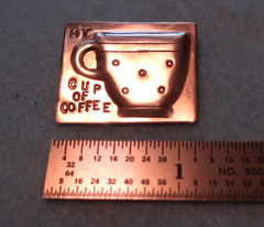 Sterling «My Cup of Coffee» Pin; Made in USA by Peggy Johnson, 1995