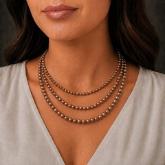 Solid Copper 6mm Navajo Desert Pearl Necklace Oxidized Beads 20-22″ Southwestern