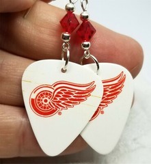 NHL Detroit Red Wings Guitar Picks with Red Swarovski Crystals