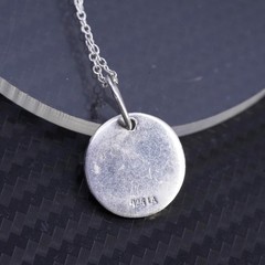 18”, vintage sterling silver 925 circle chain necklace tag pendant “I love you”