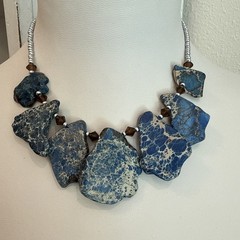 Blue Sea Jasper Necklace 15” end to end Plus 4” Extension