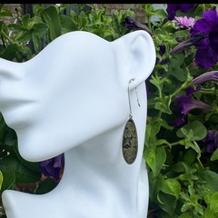 Handmade Sterling Silver Humming Bird and Flower Earrings Made in the USA