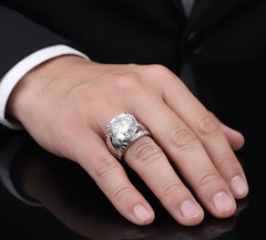 Men’s Ring,VVs1 16.50 Ct White Diamond Men’s Ring With Certificate, Great Shine