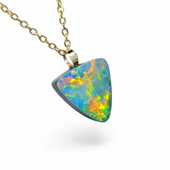 Erupta’ Australian 14k Gold Opal Doublet Pendant Gift 0.8g Q21