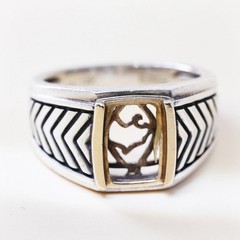 Size 10, Vintage EFFY 925 Sterling Silver 14K Gold Wide Ring | Two Tone Band