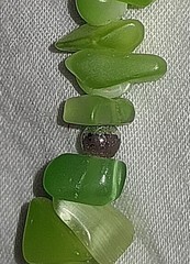 18” Lime Green Serpentine Necklace Polished Chip Beads VINTAGE