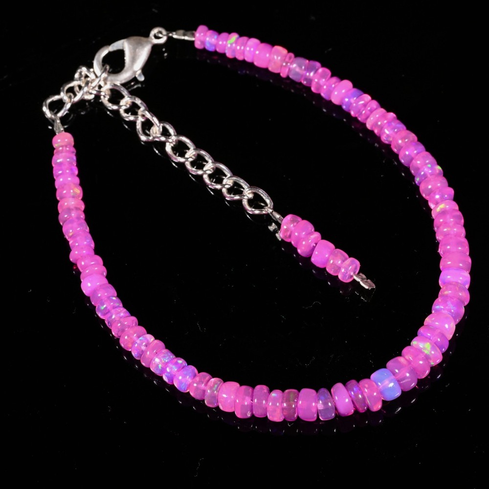 Natural Ethiopian Pink Opal Beaded Bracelet Fire Opal Multicolor Jewelry