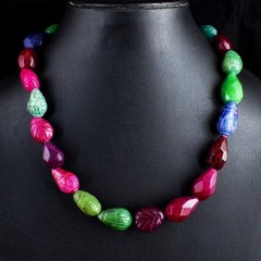 Beautiful Ruby & Emerald Amazing Cut 492.00Cts Beaded Necklace Jewelry RK 06E755