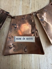 Vintage Made In Haiti Copper With Brass Overlays Pendant Necklace 15 Inches