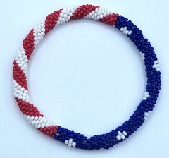 24 PCS WHOLESALE NEPAL Glass Seed Bead American Flag Beaded Crochet Bracelets