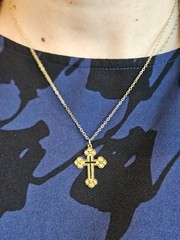 Gold-Finish Stainless Steel Orthodox Christian Cross Pendant with 18″ Chain