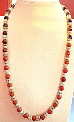 Red Jasper/Red Tiger Eye/Serpentine/22.5″/Gemstone Necklace (RJRTES-23)