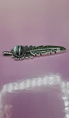 Artisan Crafted White Buffalo, Royston Turquoise Feather Pendant Sterling Silver