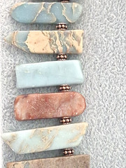 Boho Southwestern Amazonite Jasper Statement Necklace Leather Tie Artisan