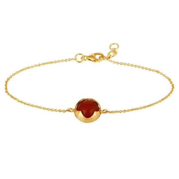 18K Gold Plated 925 Sterling Silver Red Onyx Gemstone Chain Bracelet Jewelry