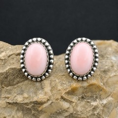 Pink Conch Sterling Silver Stud Earrings Southwestern Native Style Screw Back