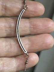 36. 14/20 G.F.,925 Sterling Silver Lab Diamond Curved Bar Statement Necklace 18″