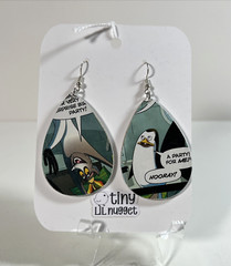 Penguins of Madagascar King Julien Tear Drop Earrings 2″ x 1.5” RARE! #EAR004