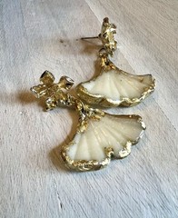 Earrings Statement Earrings Handcrafted Artwork White Gold Floral Ginkgo Flower
