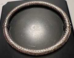 Milor Italy Sterling Silver/.925 Glitter Textured Bangle 21.3 gms 9 1/2” EUC