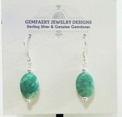 Sterling Silver Natural RUSSIAN AMAZONITE Dangle Earrings #5759…Handmade USA