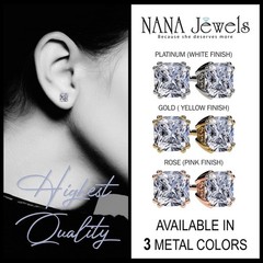 Yellow Gold Plated Silver Stud Earrings With 2.00 CTW Cushion Cut Zirconia – 6MM