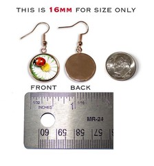 Ladybug Daisy Flower Nature Lovers – Handmade Resin Dangling Earrings 16MM SIZE