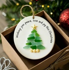 Acrylic Sea Glass Christmas Tree Ornament Shatterproof Holiday Decoration For