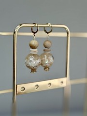 Handmade by Fynn Resin and Stone Bead Dangle Earrings