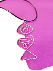 Jewelry HANDCRAFTED ZEN Fish Pendant, Cord, Hammered Silver-tone Metal. J2