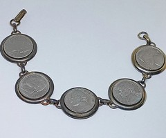 Vintage Coin Bracelet 8” Jefferson Nickel U.S. Money Jewelry