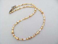 Gold Glass Choker Necklace Mixed Shape Boho Seed Bead Summer Spring