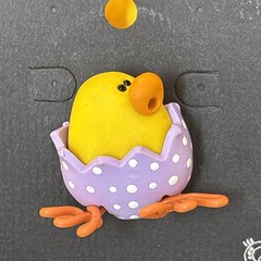 1” handcrafted miniature chick In Purple Polka Dot Egg 🥚 figurine Pin