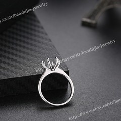 8mm to 8.5mm Round Cut Prong Setting Ring Solid Sterling Silver 925 Non-Plated