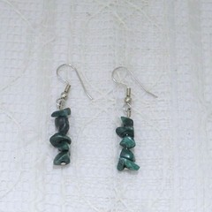 Handmade Necklace & Dangle Earring Set Malachite Chips 17 Inch Women Casual Wear
