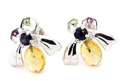 Earrings Citrine Iolite Peridot Garnet Rhodolite. Silver 925