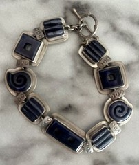 JANICE LEE RIPLEY JLR Handmade Dyed Hand Carved Yak Bone 925S 7” Bracelet