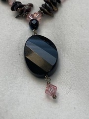 REDUCED Keshi pearls and crystal beads black pendant Necklace