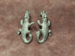Vintage Maurice Milleur Pewter Alligator Post Pierced Dangle Earrings 1.25″