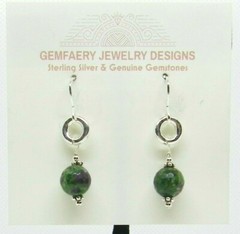 Sterling Silver Faceted RUBY in ZOISITE Dangle Earrings #1593…Handmade USA