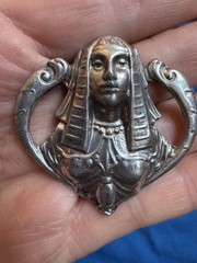 Vintage cast pewter Art Nouveau Egyptian Revival pin/pendant