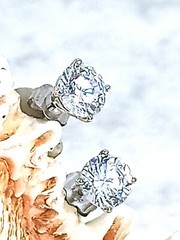 Solitaire 2 carat Luxurious Earrings 18k Solid White Gold Stud Diamond 6mm