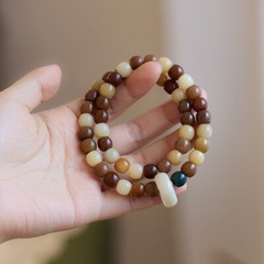 原生态唐三彩渐变直切菩提根双圈手串绕指柔佛珠手持Tang three-color gradient bodhi root hand string Buddha