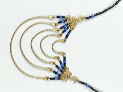 Artisan Brone Tone Black Beaded Layered Bar Chain Drape Necklace 16 in Tribal